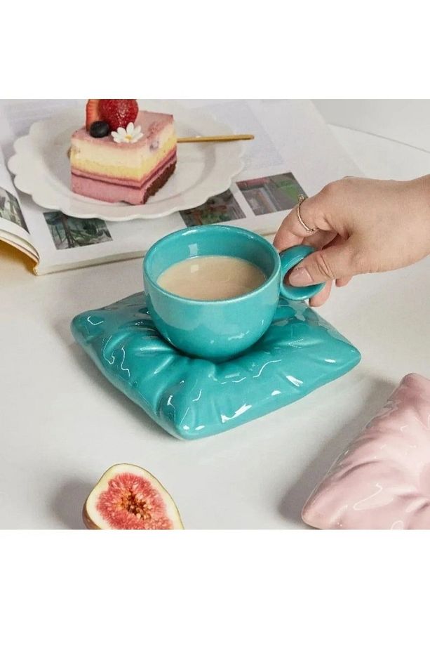 Mona 2 âdet Yastık Model kahve fincanı minder figürlü 90 ml - 7