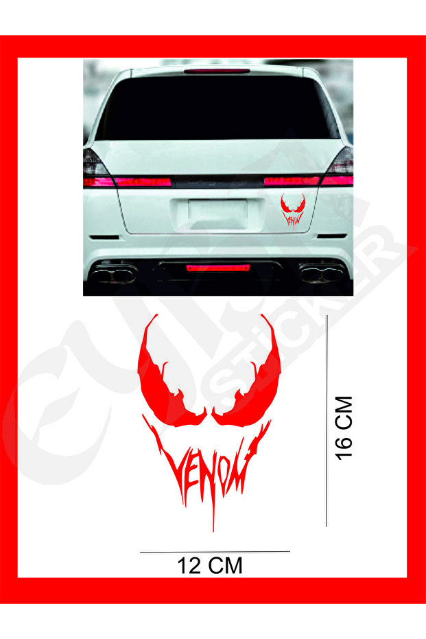 16X12 cm Venom Sticker - Car, Motorcycle, Helmet, Laptop, Glass Written