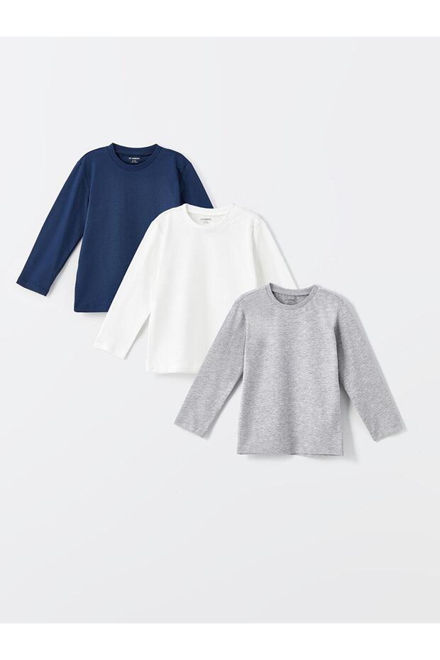Lcw Kids Crew Neck Long Sleeve Basic Boy's T-Shirt 3-Pack (W4)