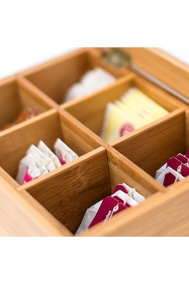 Poşet Çay Kutusu Ahşap Sallama Çay Organizer Kahve Şeker Aksesuar Kutusu 721846 - 4