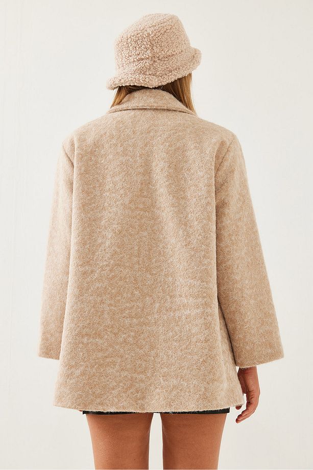 Kadın Oversize Geniş Kaşe Kaban - 4