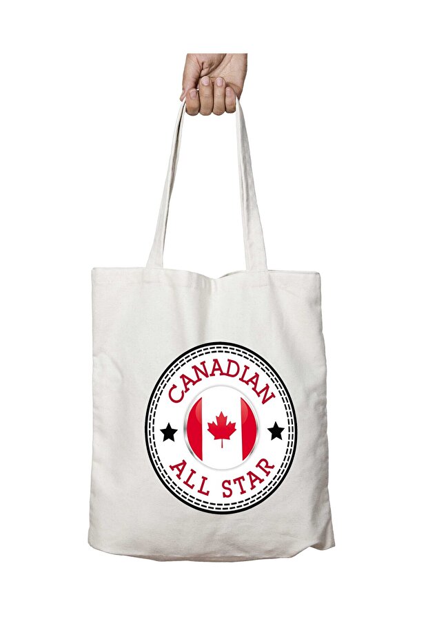 Canadian All Star Two Sides Lasting Washable School Beach Shoulder Tote Bag
