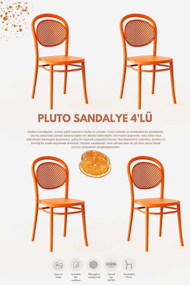 PLUTO LÜX CAFE & RESTAURANT SANDALYESİ 4 Lü Set