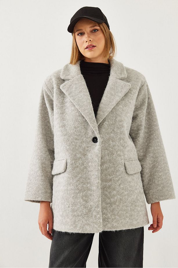 Kadın Oversize Geniş Kaşe Kaban 2602 60261005 - 3