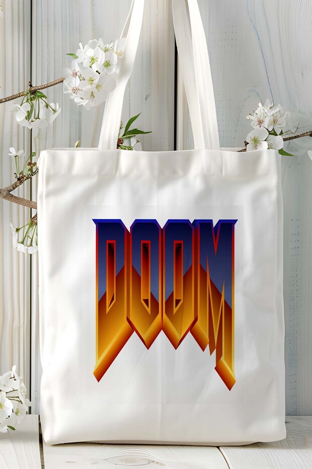 حقيبة كتف مطبوعة من قماش Doom Game موديل 1