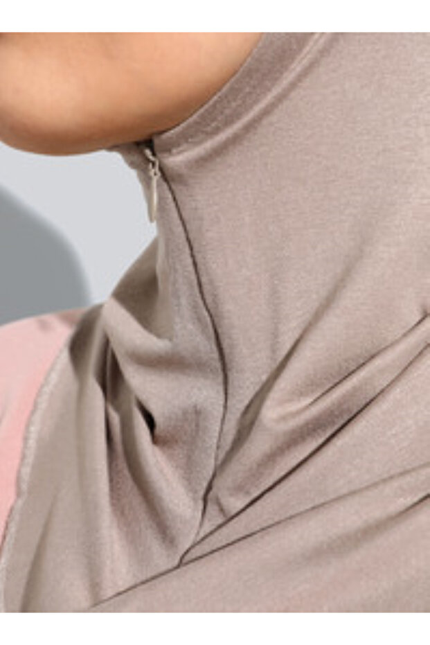 Fermuarlı Tesettür Bone - Vizon - 4