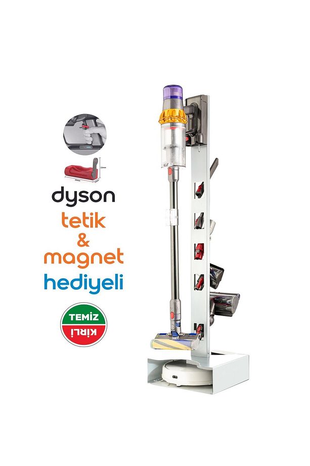 Dikey Süpürge  + Robot Standı | Robot + Şarjlı Süpürge Standı | Universal | Beyaz Renk - 1