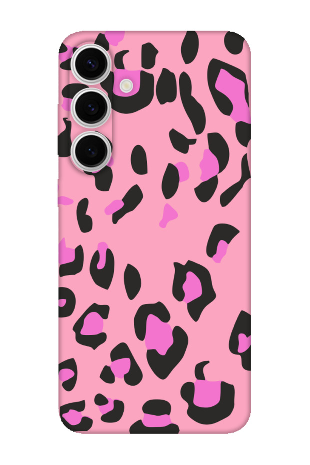 حافظة لهاتف سامسونج S24 FE بنمط الفهد باللون الوردي - 1