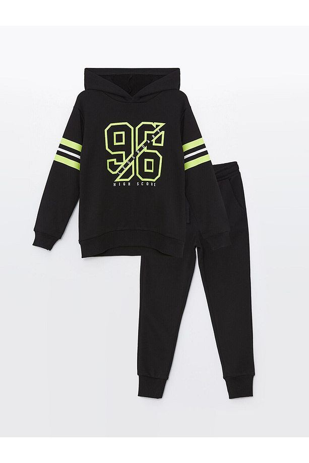 LCW Kids  Kapüşonlu Uzun Kollu Erkek Çocuk Sweatshirt ve Eşofman Alt 2'li Takım - 1