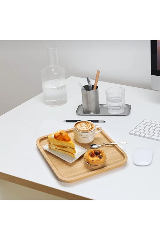 Bamboo 2 Pieces Square Serving Plate 25 cm