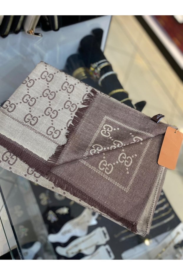 Cashmere Silk Shawl Cream Brown