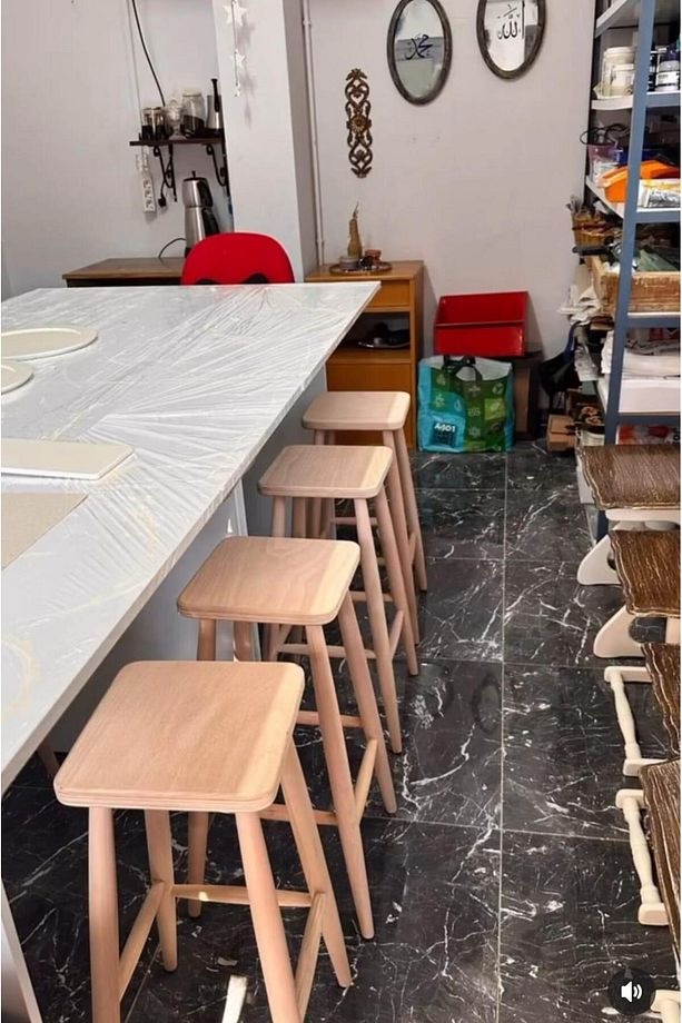 ( 55 cm )  AHŞAP KARE  BAR TABURE SANDALYE ( 2 ADET ) - 6