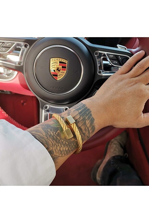 Rectangle Gold Tıtanıum Çelik Bileklik - 6