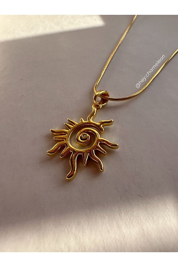 Çizgisel Güneş Çelik Kolye - 2