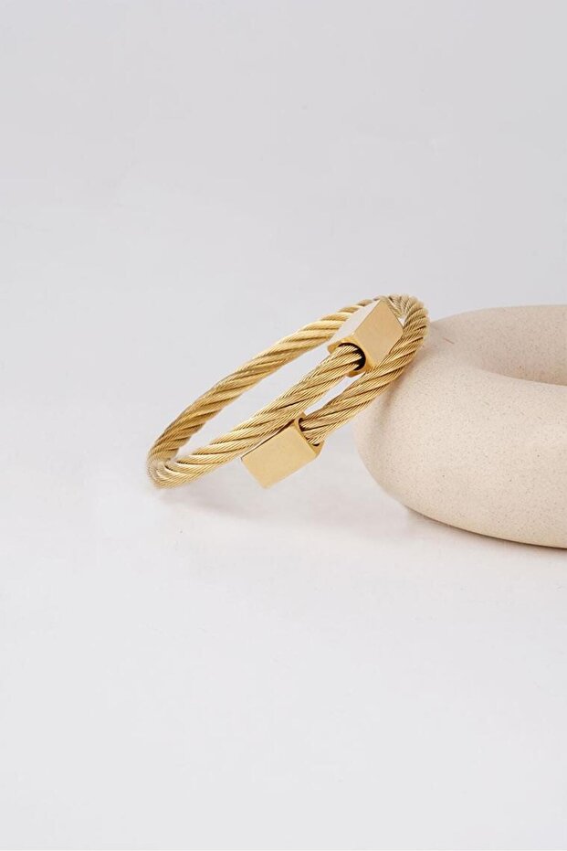 Rectangle Gold Tıtanıum Çelik Bileklik - 3