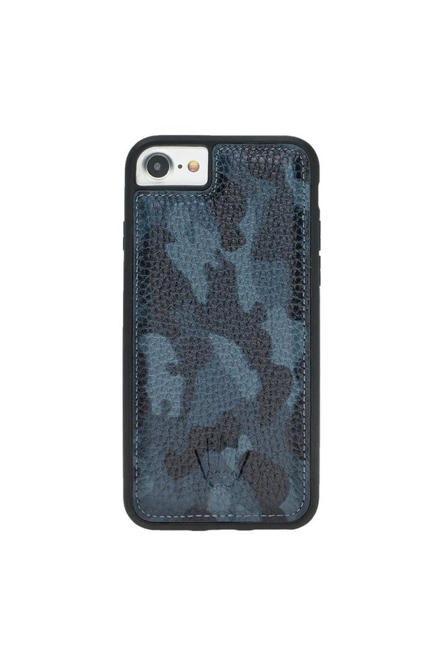 Iphone 6-7-8 Camouflage Blue Leather Case