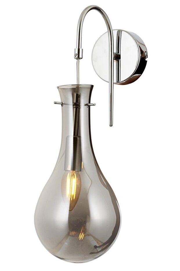 15cm Chrome Plated Sconce - Ap-60092-1K E14 Metal Glass