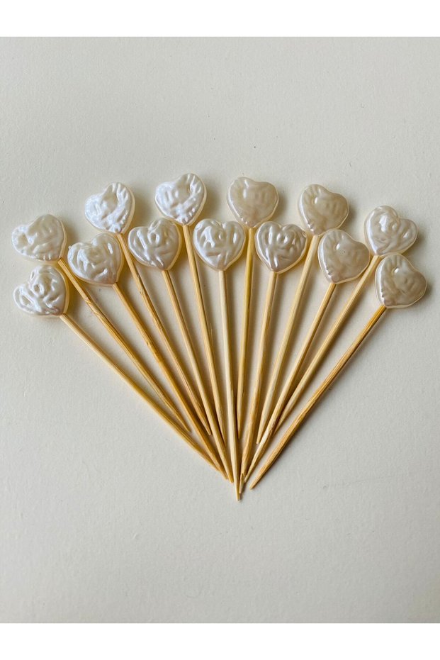 No:61 - 30Pcs Decorative Heart Beaded Promise Engagement Birthday Party Stylish Cocktail Ornament Toothpick