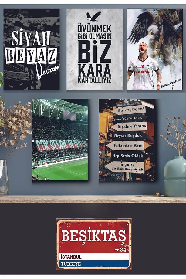 Kartal2 "beşiktâş" Tablo Seti Altılı Set 1'adet (20*30CM) 5'adet (10X15CM) - 1