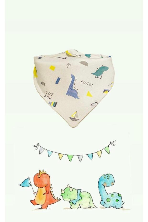 Unisex Baby 100% Cotton Double Layer Cute Dinosaurs Scarf Bib - Drool Bib