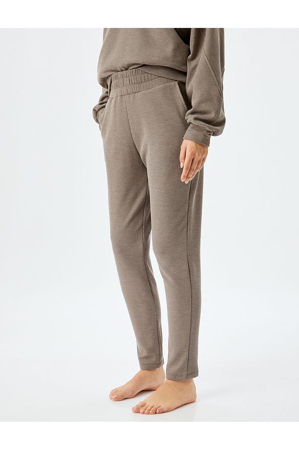 Cepli Slim Fit Fitilli Örme Pijama Altı - 3