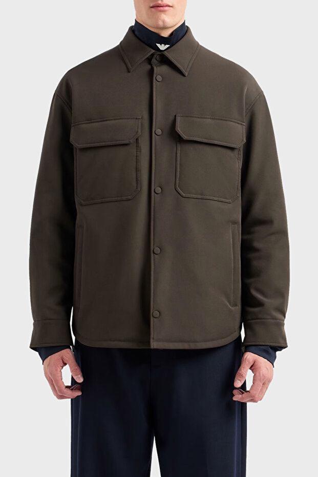 Regular Fit Shirt Collar Snap Button Jacket Men's Jacket 6D1Cn0 1Nubz 05A6
