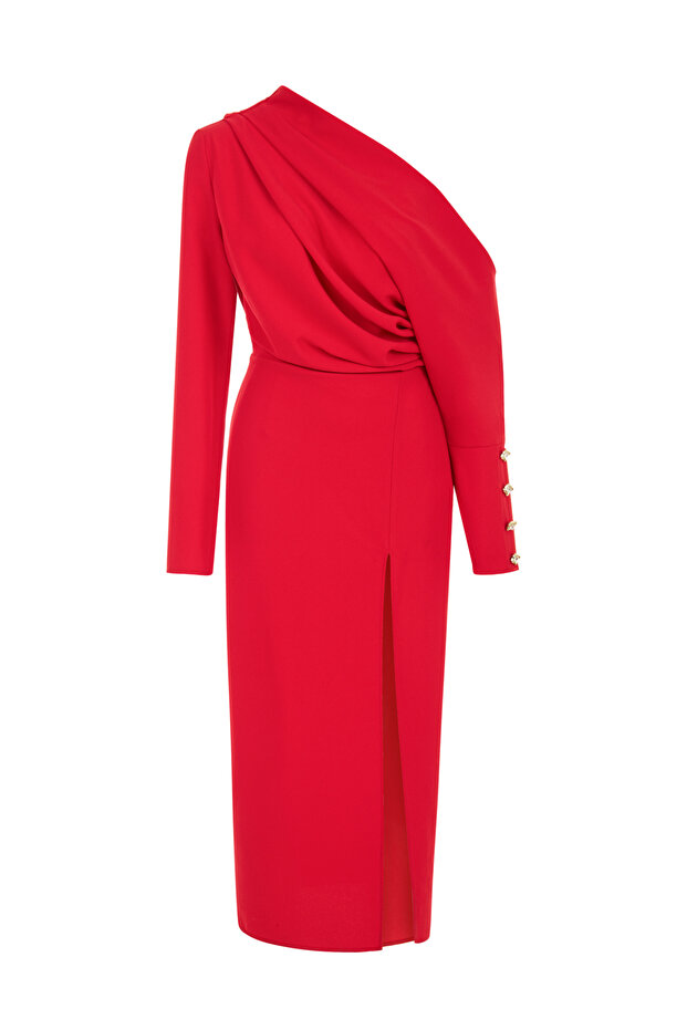 Drapeli Maxi Elbise - 6