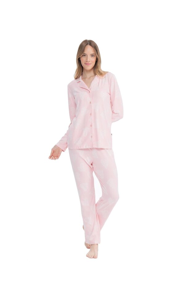 Women's Pink Full-Length Pajama Set
