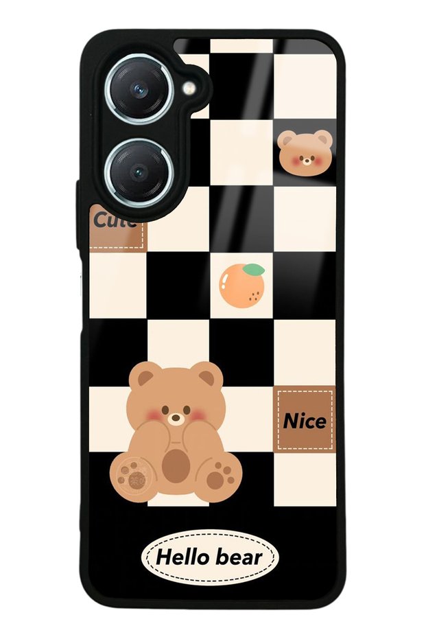 غلاف هاتف لامع بتصميم Hello Bear لهاتف Vivo Y18