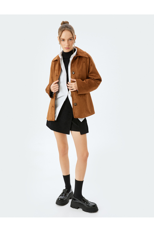 Mini Velvet Short Skirt with Slit Detail