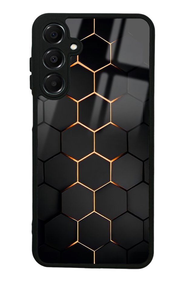 Glossy Phone Case for Samsung A16 Yellow Carbon Design
