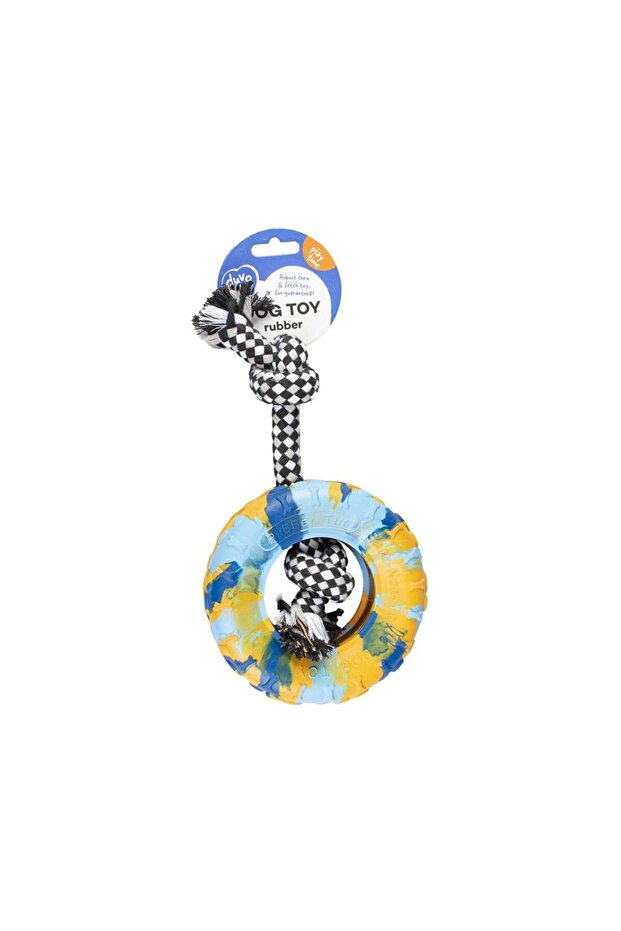 Plus Rubber Tire Smash & Cotton Rope Dog Toy