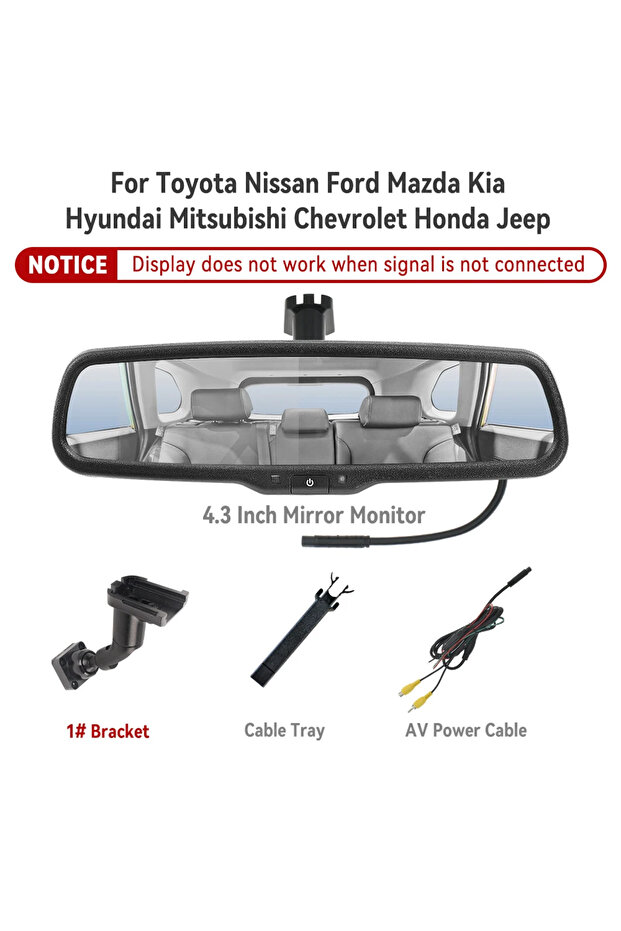 Ktydkp 4.3 Inch Car Reversing Camera with Mirror Monitor Original Special Bracket Auto Brightness ... - 1