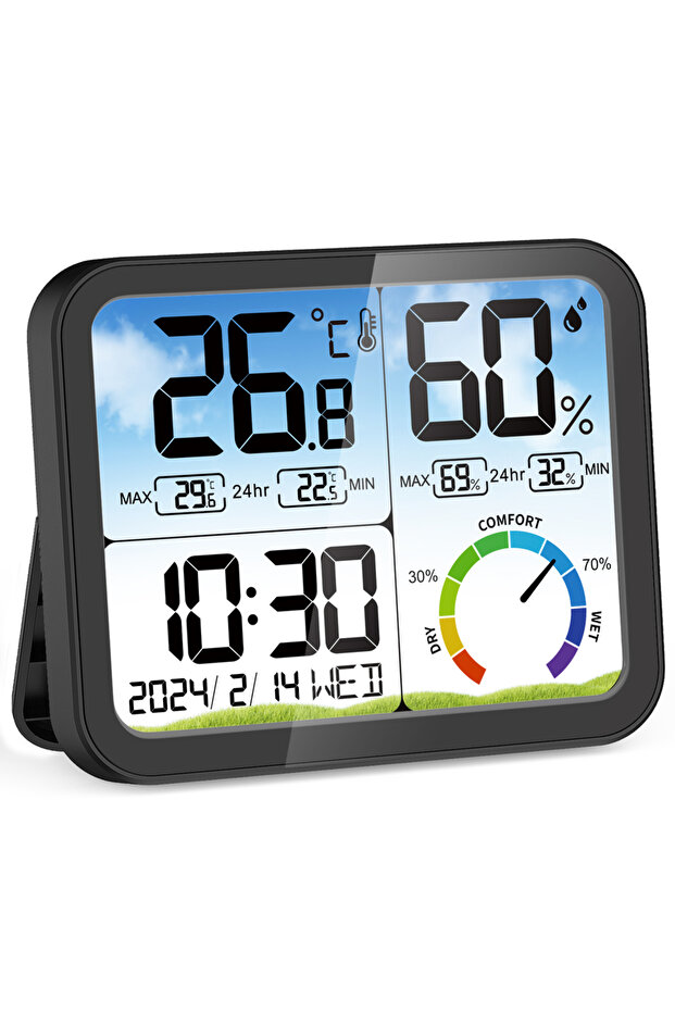 6215 Weather Station Colorful Large Temperature Humidity Meter Home Thermometer Hygrometer Indoor Te