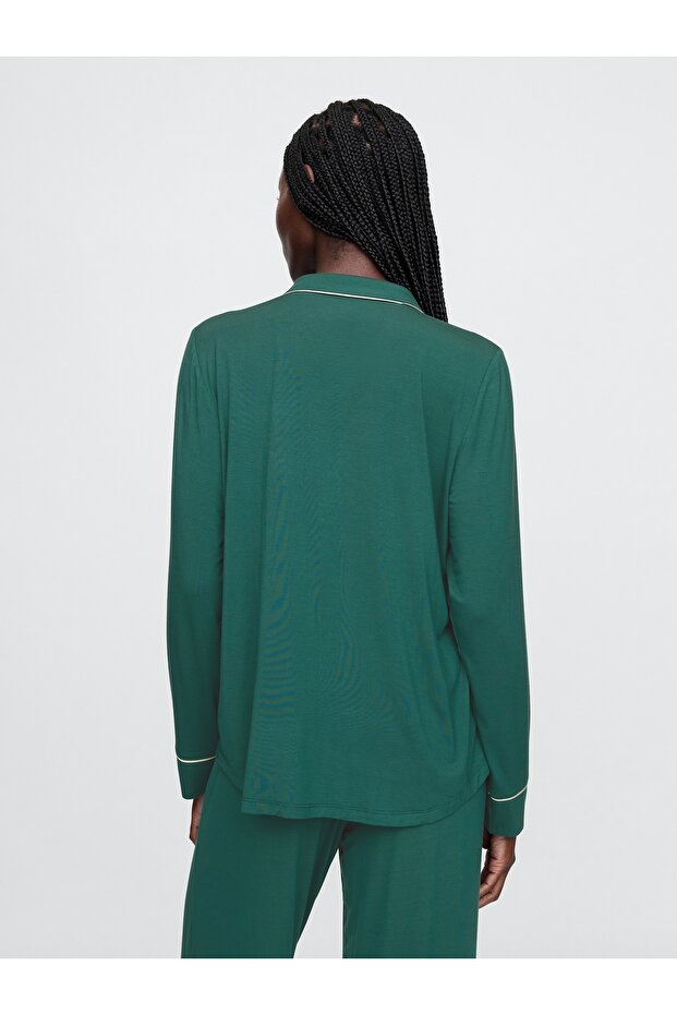 Kadın Yeşil Modal Pijama Üstü - 4