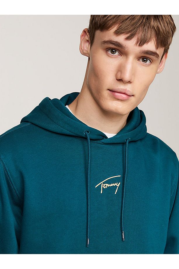 Tommy Jeans Erkek Altın Imza Logolu Kapüşonlu Sweatshirt - 3