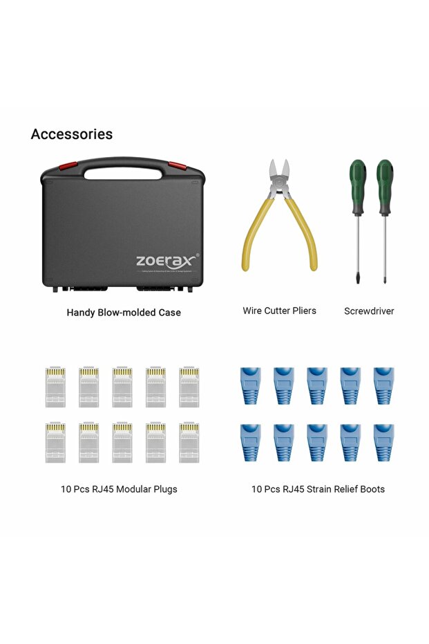 Network Tool Kit, ZoeRax RJ45 Crimp Tool kit Pass Through Crimper RJ45 Crimping Tool, Cable Teste... - 6