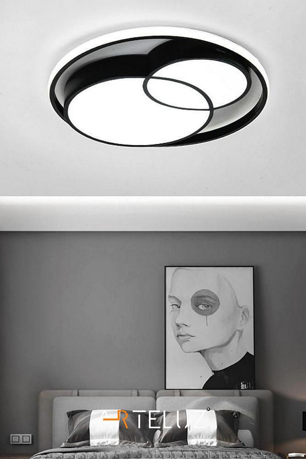Modern Çift Yuvarlak Model Plafonyer Led Avize Tavan Model 3 Renk Avize Salon Led Lambası Kumandalı - 6