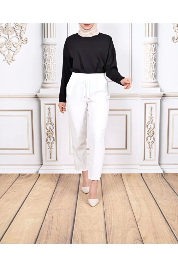 DOUBLE FABRIC CARROT TROUSERS
