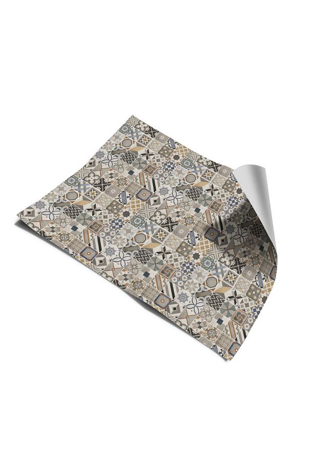 Yer Kaplama Folyosu Kendinden Yapışkanlı Laminasyonlu Karo Taş Desen - 2