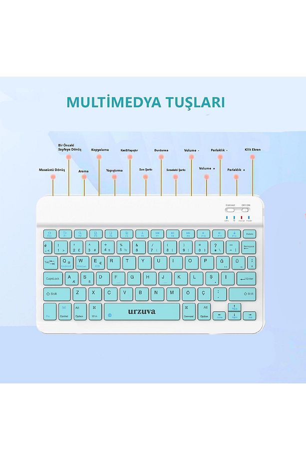Tüm Cihazlara Uyumlu Şarj Edilebilir Bluetoothlu Kablosuz Klavye Mouse Set Mousepadli - 6