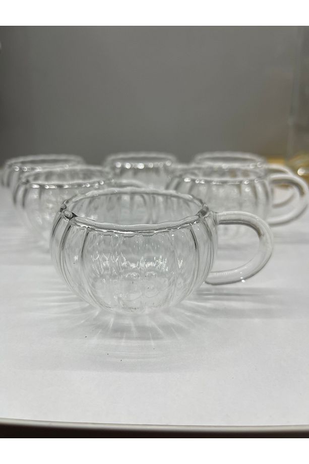 6 Adet Mini Isıya Dayanıklı Cam Kahve Bardağı Kupa 100 ml - 4