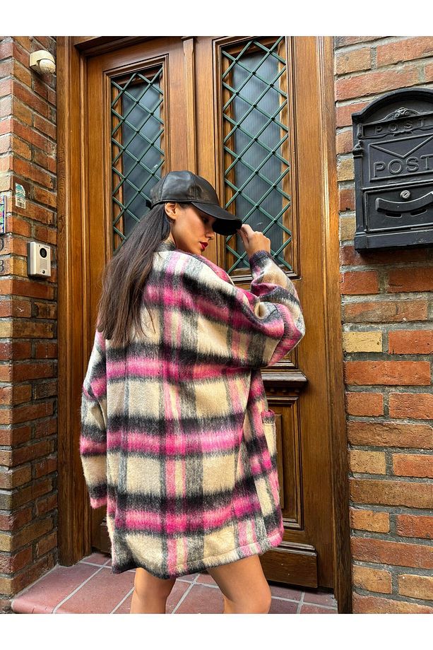 Kadın Astarlı Şardonlu Oversize Kaşe Hırka 26194 - 8