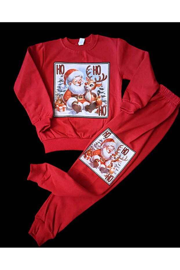 Girl/Boy 2 Thread Raised New Year Themed (Santa Claus Printed) Bottom-Top Set