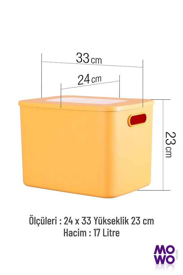 Retro Box 2’li Yeşil-sarı Renk 17 Lt Düzenleyici Kapaklı Saklama Kutusu, Organizer - 3