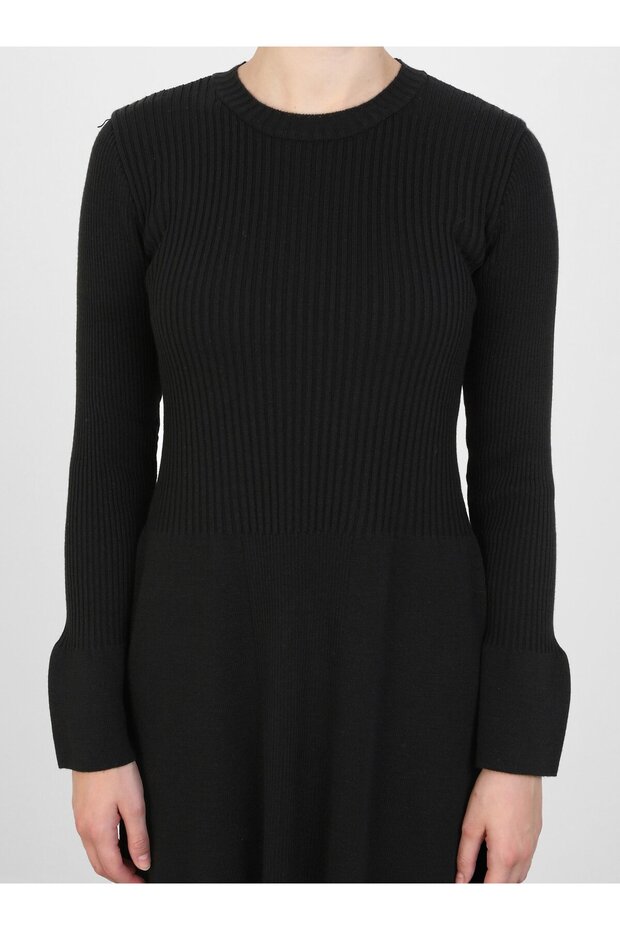 Triko Tesettür Elbise - Siyah - Refka - 3