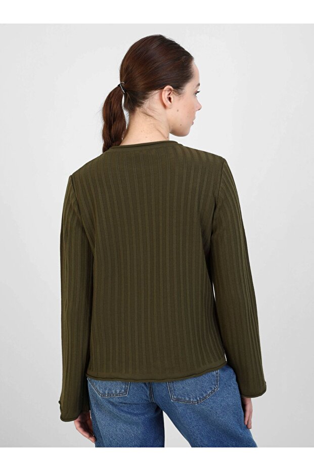 Kısa Basic Triko Kazak - Haki- Benin - 5