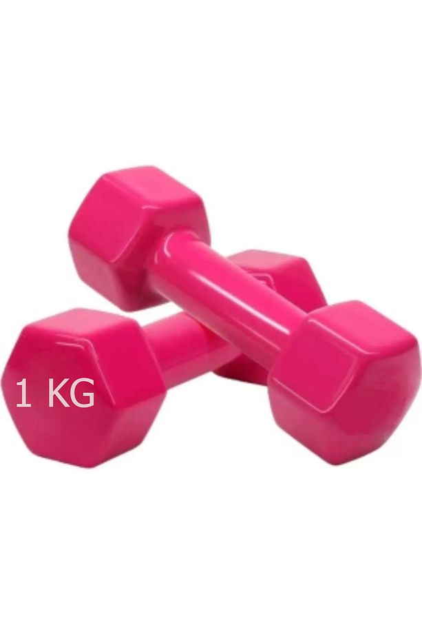 Demir Dambıl 1 Kg X 2 Adet Vinyl Kaplı Demir Döküm Dumbell Dambıl Seti 1 Çift Tanesi 1 Kg Pembe - 4