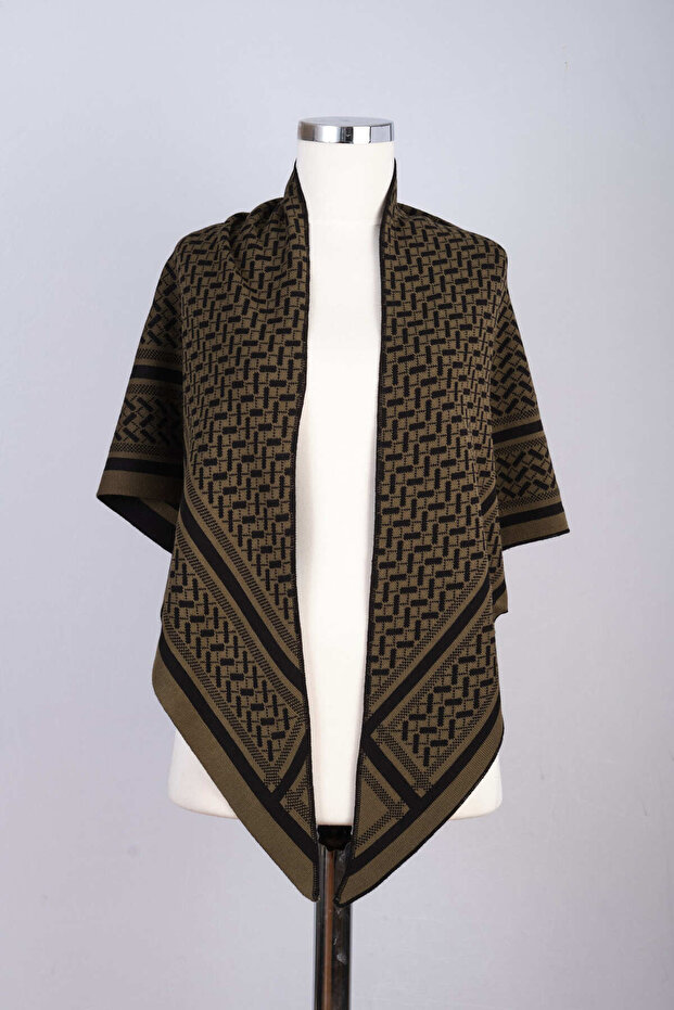 Desenli Triko Üçgen Şal - 4