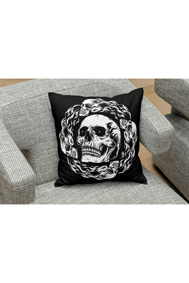 Flame Skull Pattern Square Pillow Cover